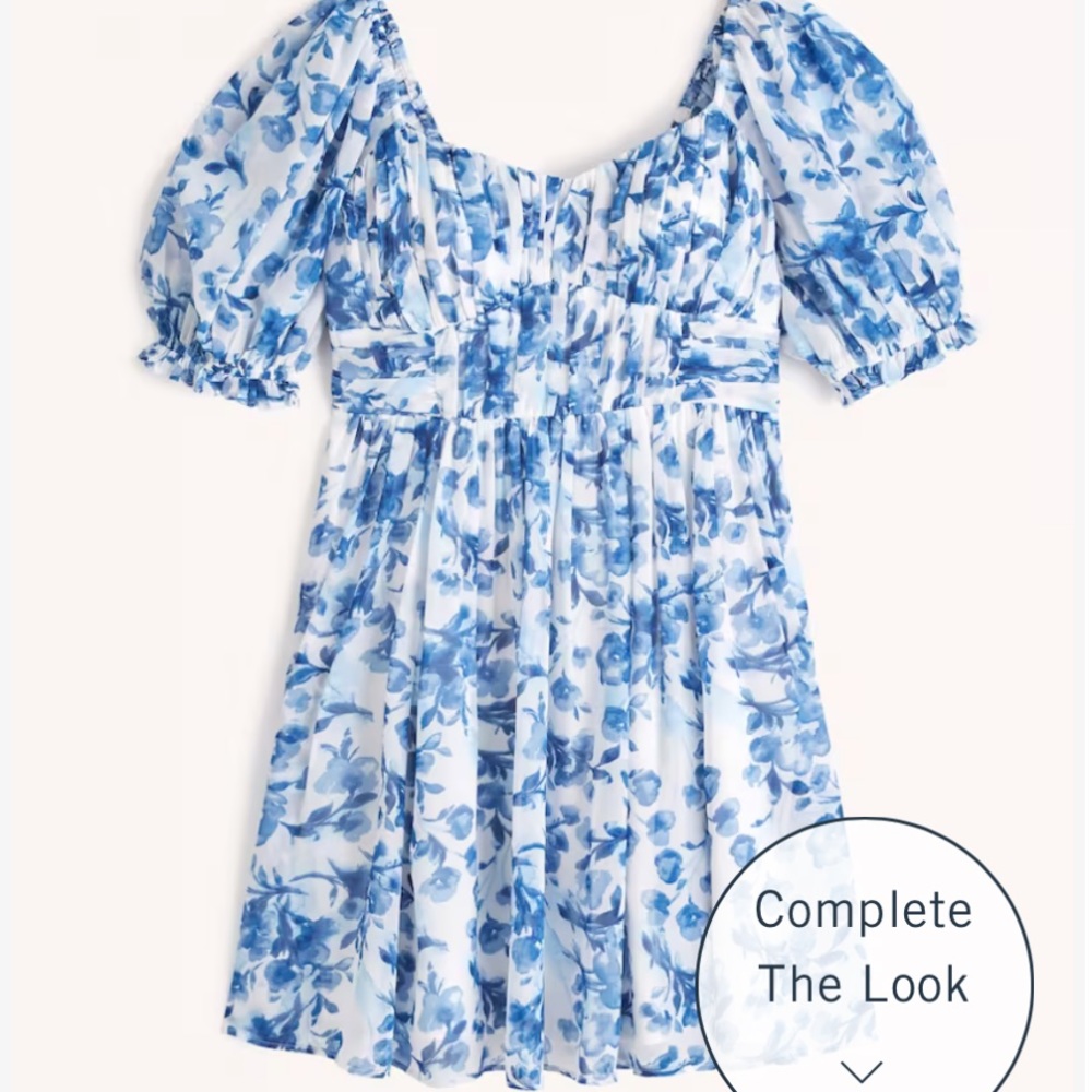 Abercrombie Ruched Ruffle Puff Sleeve Mini Dress